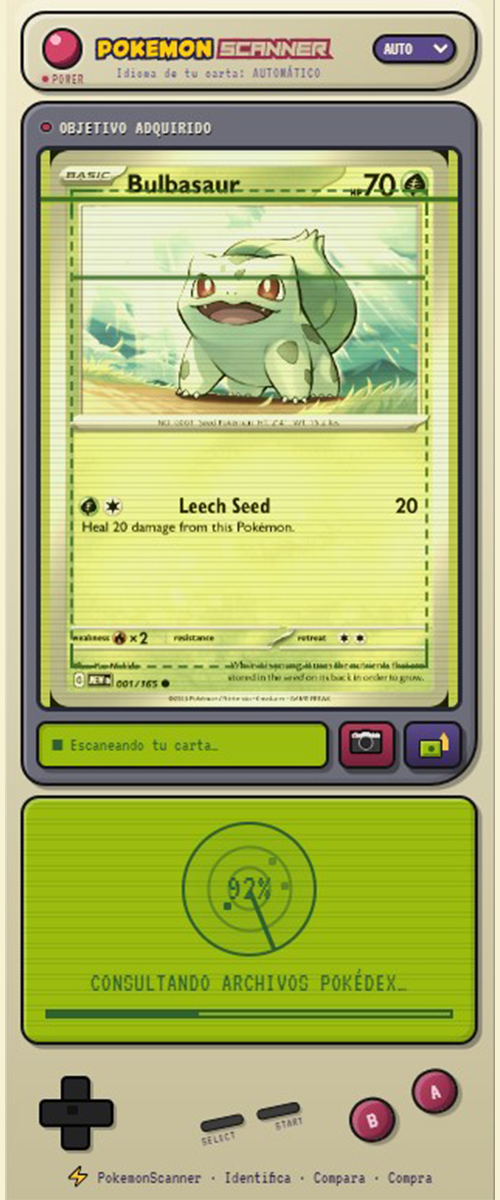Escaneando una carta Pokémon